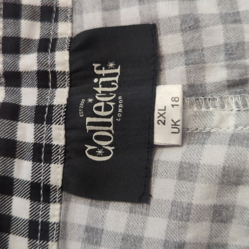 Collectif Plaid Gingham Black and White High Waisted Ankle Pants - Short Inseam - Picture 5 of 7
